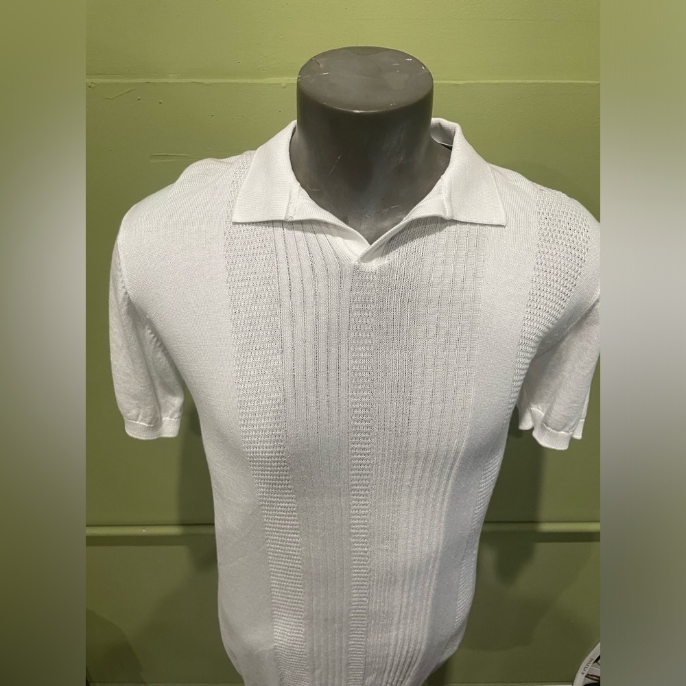 Briani Uomo shirt v-neck/collar white modern fit stretch